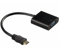 Конвертер mini HDMI (папа) на VGA (мама) 30cm, Black, 4K/2K