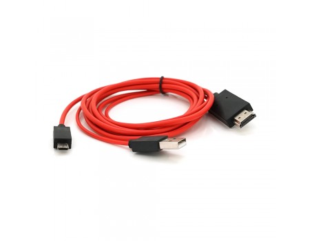 Конвертер MHL microUSB (папа) + USB (папа) => HDMI(папа) 2.0м, Black, 1080p, BOX