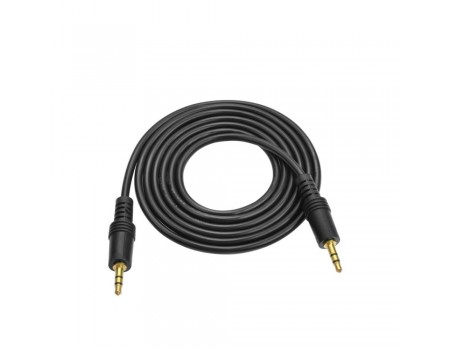 Кабель AUX Audio DC3.5 тато-тато 1.5м, GOLD Stereo Jack, (круглий) Black cable