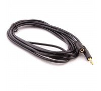Подовжувач Audio DC3.5 тато-мама 1.5м, GOLD Stereo Jack, (круглий) Black cable