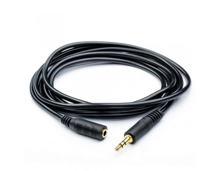 Удлинитель Audio DC3.5 папа-мама 3.0м, GOLD Stereo Jack, (круглый) Black cable, Пакет Q300