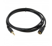 Подовжувач Audio DC3.5 тато-мама 5.0м, GOLD Stereo Jack, (круглий) Black cable
