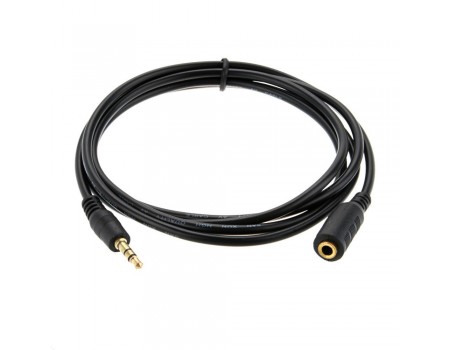 Подовжувач Audio DC3.5 тато-мама 5.0м, GOLD Stereo Jack, (круглий) Black cable