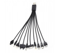 USB кабель з перехідниками 10 в 1, 0,2м, Black, ОЕМ 0