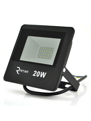 Прожектор SLIM LED RITAR RT-FLOOD20A, 20W, 24xSMD2835, IP65, 2000Lm, 6500K (100%), PF>0.9  Ra>70, 125*140*25mm