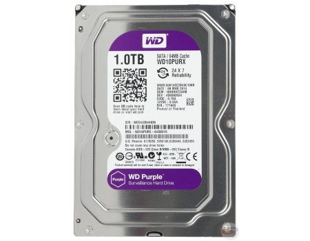 Жесткий диск 3.5” WD10PURX, 1 ТВ, SATA 6 Гб/с, IntelliPower, кэш 64 МБ.