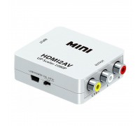 Конвертер Mini, HDMI to AV, ВИХІД 3RCA (мама) на ВХІД HDMI (мама), 720P / 1080P, White