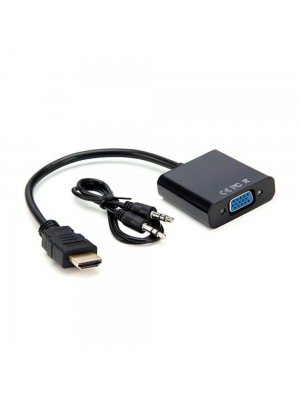 Конвертер HDMI (тато) на VGA (мама) 10cm, Black, 4K / 2K + AUDIO 