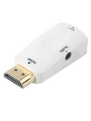 Конвертер-адаптер HDMI (тато) на VGA (мама), White, CristalBox