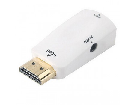 Конвертер-адаптер HDMI (папа) на VGA(мама), White, CristalBox