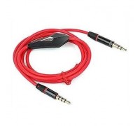 Кабель AUX з мікрофоном Audio DC3.5 тато-тато 1.0м, CCA Stereo Jack, (круглий) Red cable
