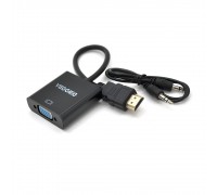 Конвертер VEGGIEG H-V2B HDMI (тато) на VGA (мама)+ Audio, 25cm, Black