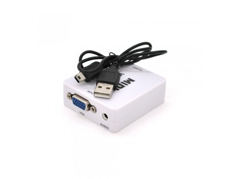 Конвертер VEGGIEG VH-101 Mini, HDMI to VGA, ВХІД VGA (мама) на ВИХІД HDMI (мама), White