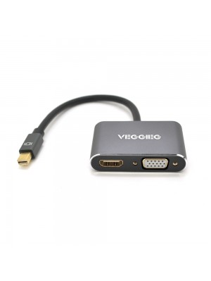 Конвертер VEGGIEG MD2-M MiniDisplay Port (тато) на HDMI (мама) + VGA (мама), 25cm, Silver