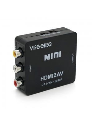 Конвертер VEGGIEG HV-01 Mini, HDMI to AV, ВХІД 3RCA(мама) на ВИХІД HDMI(мама), Black