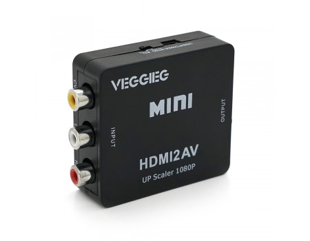 Конвертер VEGGIEG HV-01 Mini, HDMI to AV, ВХІД 3RCA(мама) на ВИХІД HDMI(мама), Black