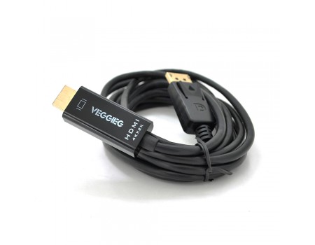 Кабель VEGGIEG DH-403 Display Port (папа) на HDMI(папа) 3m, Black, Пакет