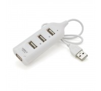 Хаб USB 2.0 4 порту, White, 480Mbts живлення від USB