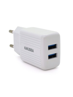 СЗУ AC100-240V iKAKU KSC-368 DILANG, 2xUSB, Output: DC5V/2.4A (12W), White, Blister-box