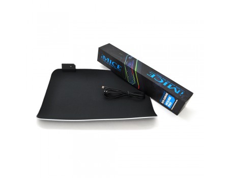 Коврик 350 * 250 для миші iMICE PD-04 тканевий з боковою прошивкою, товщина 4 мм, RGB, під USB- вихід, Color Box