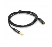 Подовжувач VEGGIEG AFB-1 Audio DC3.5 тато-мама 1.0м, GOLD Stereo Jack, (круглий) Black cable