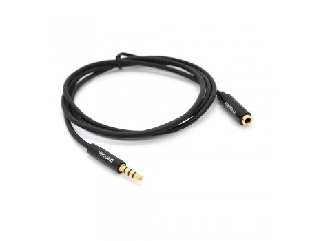 Удлинитель VEGGIEG AFB-1 Audio DC3.5 папа-мама 1.0м, GOLD Stereo Jack, (круглый) Black cable, Пакет