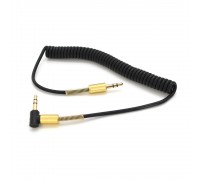 Кабель VEGGIEG AWS-2 AUX Audio DC3.5 тато-тато 1.0м, GOLD Stereo Jack, (круглий) Black cable