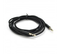 Кабель VEGGIEG AB-1 AUX Audio DC3.5 тато-тато 1.0м, GOLD Stereo Jack, оплетка, (круглий) Black cable