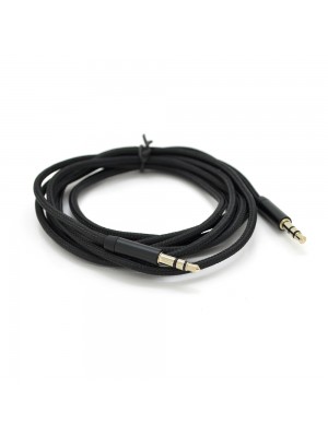 Кабель VEGGIEG AB-1 AUX Audio DC3.5 папа-папа 1.0м, GOLD Stereo Jack, оплетка, (круглый) Black cable, Пакет