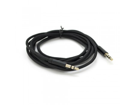 Кабель VEGGIEG AB-1 AUX Audio DC3.5 папа-папа 1.0м, GOLD Stereo Jack, оплетка, (круглый) Black cable, Пакет