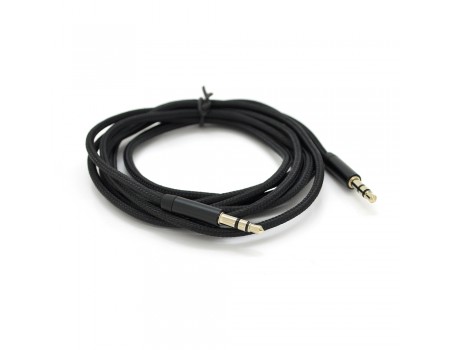 Кабель VEGGIEG AB-2 AUX Audio DC3.5 тато-тато 2.0м, GOLD Stereo Jack, оплетка, (круглий) Black cable