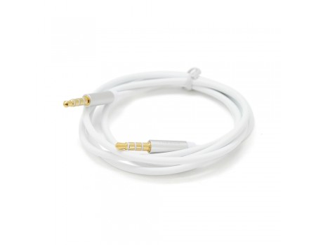 Кабель VEGGIEG AUW-1 AUX Audio DC3.5 папа-папа 1.0м, GOLD Stereo Jack, оплетка, (круглый) White cable, Пакет