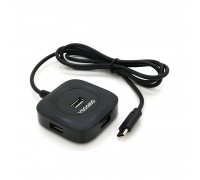 Хаб VEGGIEG V-C240 Type-C, 4 порти USB 2.0, 20 см, Black