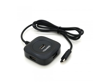 Хаб VEGGIEG V-C240 Type-C, 4 порта USB 2.0, 20 см, Black, Box