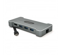 Хаб-конвертор VEGGIEG TC06 Type-C (тато) на Type-C (мама) + USB3.0 * 3 (мама) + HDMI (мама), Silver