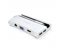 Хаб-конвертор VEGGIEG TC07-S Type-C (тато) на Type-C (мама) + USB3.0 * 3 (мама) + HDMI (мама) + SD/TF, 10см, Silver
