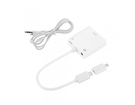 Конвертер MHL microUSB (папа) => VGA(мама) + Audio Jack3.5, 0.1м, White, BOX