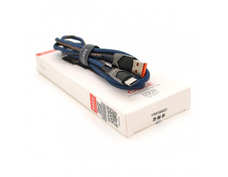 Кабель iKAKU KSC-192 GEDIAO zinc alloy charging data cable series для Type-C, Blue, длина 1,2м, 3,2А