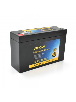 Акумуляторна батарея літієва Vipow 12 V 8Ah з елементами Li-ion 18650 з вбудованою ВМS платою, (3S4P) (151х50х94(100))мм