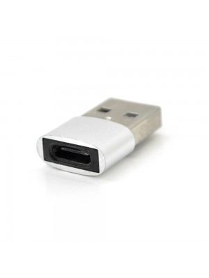 Переходник HOCO USB2.0(M) => Type-C(F), Silver, Пакет