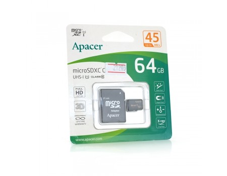 Карта памяти Apacer  microSDHC Class 10 UHS-I, 64GB