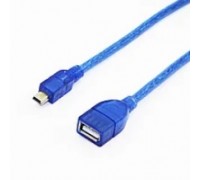 Кабель USB 2.0 AF/Mini-B OTG, 1.5m, прозрачный синий