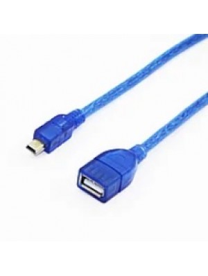 Кабель USB 2.0 AF/Mini-B OTG, 1.5m, прозрачный синий