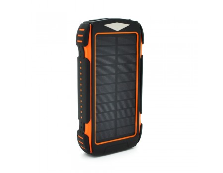 Портативная батаеря (повербанк) PD18W 30000mAh Solar, flashlight, Input:5V/2A/3A(Type-C, micro USB, Lightning), Output:5V/2A/3A(2xUSB,Type-C),rubberized case,Orange