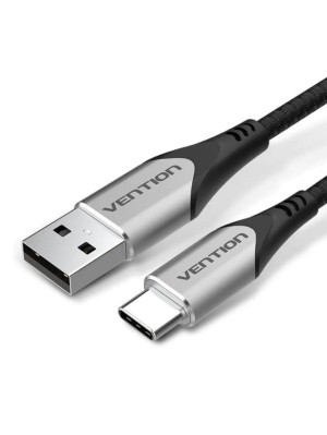 Кабель Vention Cotton Braided USB 2.0 A Male to C Male 3A Cable 2M Gray Aluminum Alloy Type (CODHH)