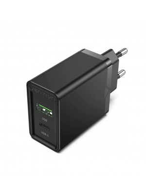 Зарядное устройство Vention Two-Port USB(A+C) Wall Charger (18W/20W) EU-Plug Black (FBBB0-EU)