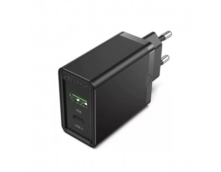 Зарядное устройство Vention Two-Port USB(A+C) Wall Charger (18W/20W) EU-Plug Black (FBBB0-EU)