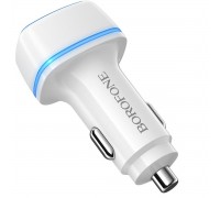 Автомобільний зарядний пристрій BOROFONE BZ14 Max dual port ambient light car charger White