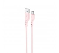 Кабель HOCO X97 Crystal color silicone charging data cable Type-C light pink