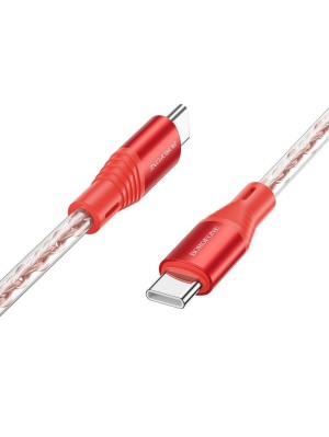 Кабель BOROFONE BX96 Ice crystal 60W silicone charging data cable Type-C to Type-C Red